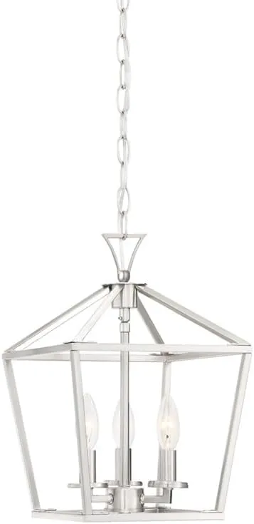 Savoy House 3-420-3-SN Townsend Open Frame Pendant Lantern Ceiling Light, 3-Light 180 Total Watts, 15" H x 10" W, Satin Nickel
