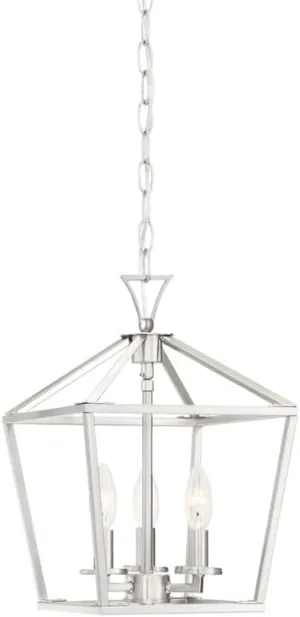 Savoy House 3-420-3-SN Townsend Open Frame Pendant Lantern Ceiling Light, 3-Light 180 Total Watts, 15" H x 10" W, Satin Nickel