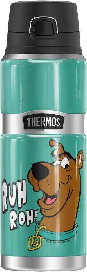 Scooby-Doo Ruh Roh Face, THERMOS STAINLESS KING Stainless Steel Drink Bottle, Vacuum insulated & Double Wall, 24oz
