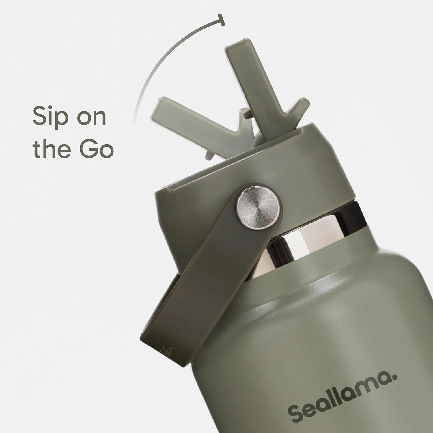 Seallama. Stainless Steel Wide Mouth Water Bottle - 2 Lids (Flex Straw Lid) and Double-Wall Vacuum Insulation - Leak Proof, BPA-Free, for Travel, Sports, School, and Car (Forest Green, 32 oz)