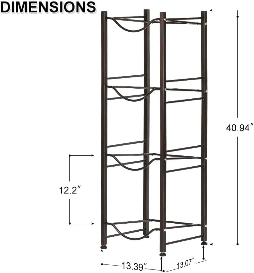 SEHERTIWY 5 Gallon Water Jug Holder Water Bottle Storage Rack, 4 tier water cooler jug rack, 5 gallon water jug stand, 5 Gallon Water Bottle Holder(4 Tier, Dark Brown)