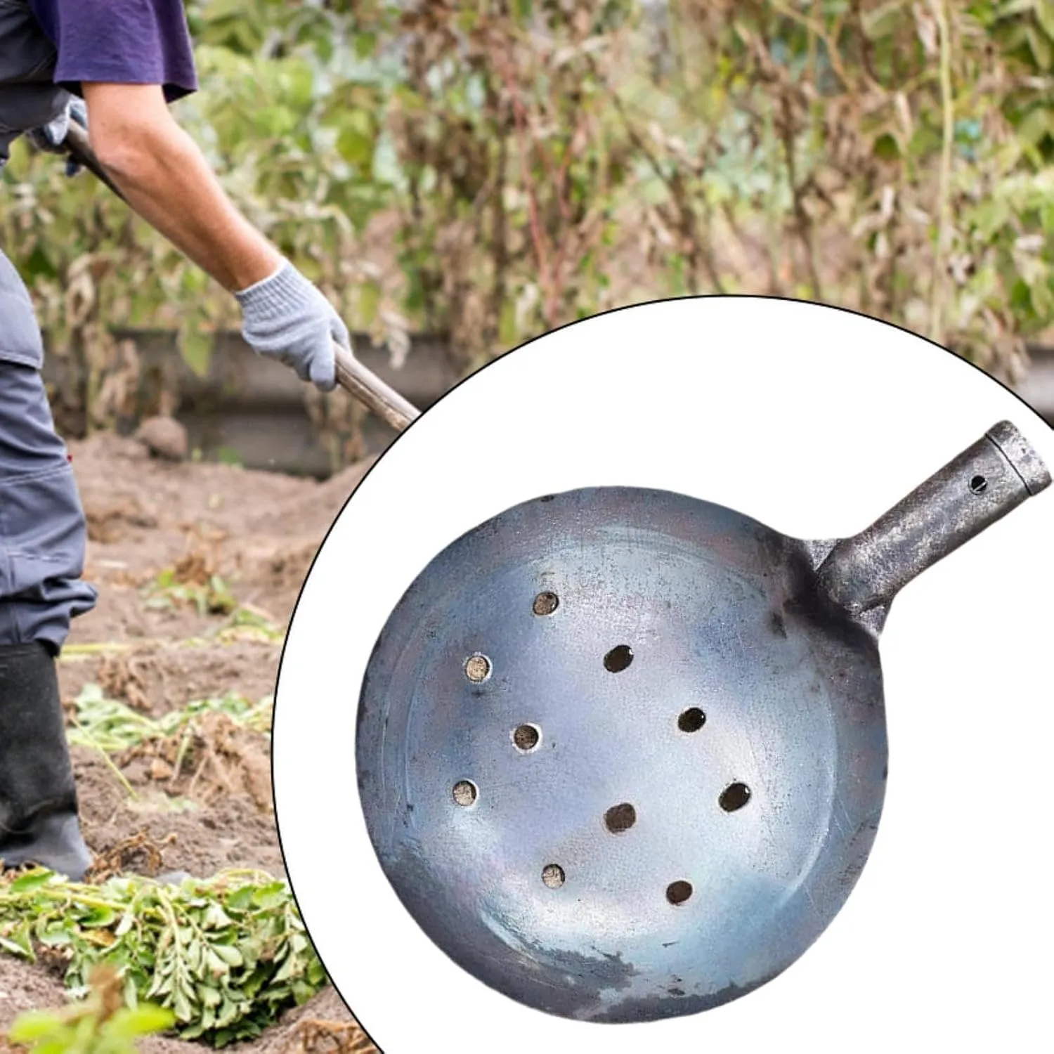 Septic Tank Tool Sewer Drainage Leakage Spoon Cleaning Shovels Multifunction Mud Scoop, 20cm with Hole