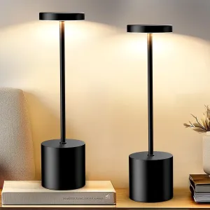 Set of 2 Cordless Rechargeable Table Lamps, Portable LED Desk Lamp, 5000mAh Battery Powered, 3 Color Dimmable Lighting for Bedroom, Dining, Restaurant, Patio, Outdoor