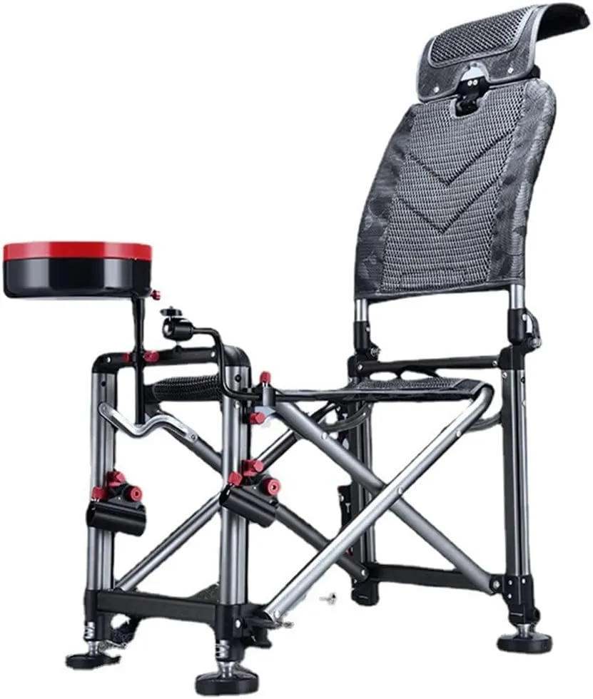 SEYFI Camping Chairs, Fishing Chair Fishing Stool Outdoor All-Terrain Aluminum Armchair Folding Multi-Functional Portable Fishing Gear Chair/a/As Shown