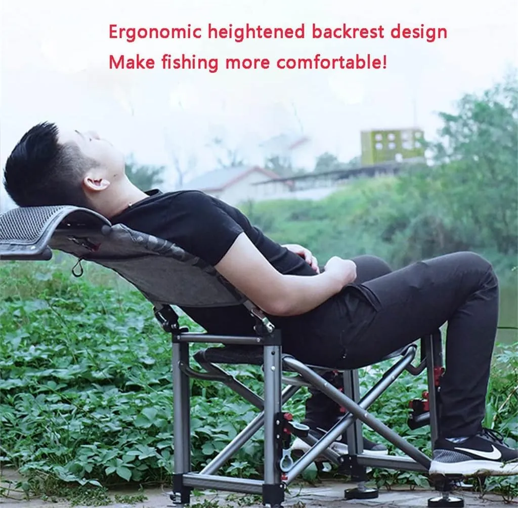 SEYFI Camping Chairs, Fishing Chair Fishing Stool Outdoor All-Terrain Aluminum Armchair Folding Multi-Functional Portable Fishing Gear Chair/a/As Shown