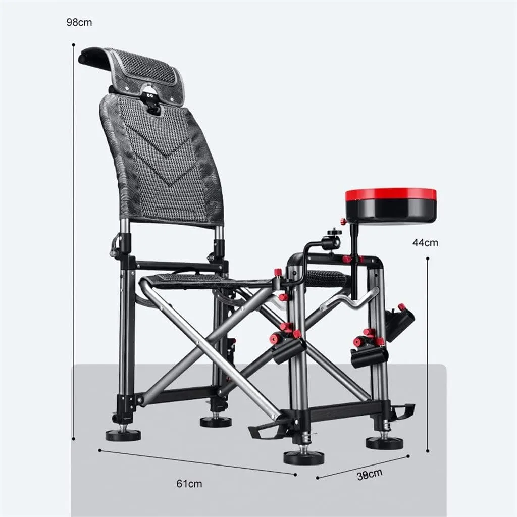 SEYFI Camping Chairs, Fishing Chair Fishing Stool Outdoor All-Terrain Aluminum Armchair Folding Multi-Functional Portable Fishing Gear Chair/a/As Shown