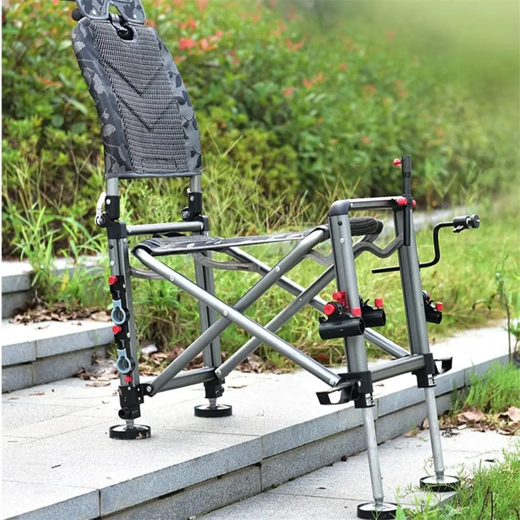 SEYFI Camping Chairs, Fishing Chair Fishing Stool Outdoor All-Terrain Aluminum Armchair Folding Multi-Functional Portable Fishing Gear Chair/a/As Shown