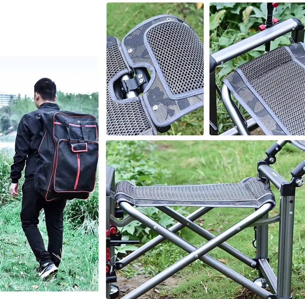 SEYFI Camping Chairs, Fishing Chair Fishing Stool Outdoor All-Terrain Aluminum Armchair Folding Multi-Functional Portable Fishing Gear Chair/a/As Shown