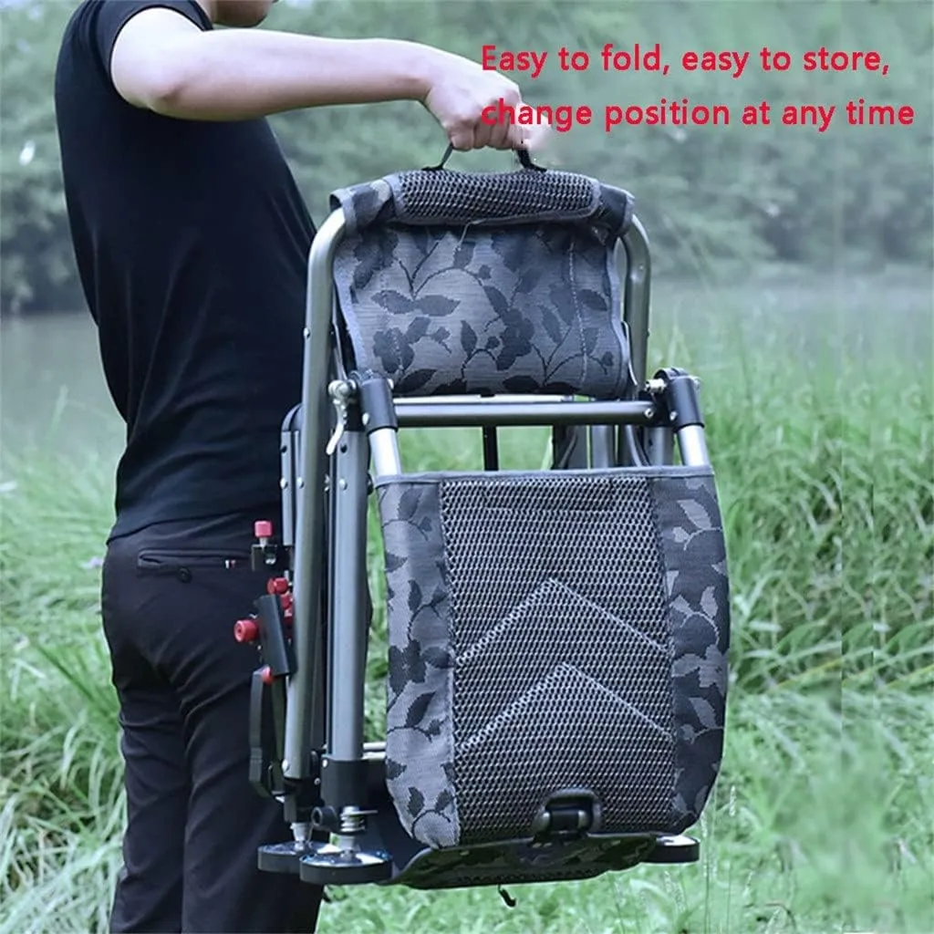 SEYFI Camping Chairs, Fishing Chair Fishing Stool Outdoor All-Terrain Aluminum Armchair Folding Multi-Functional Portable Fishing Gear Chair/a/As Shown