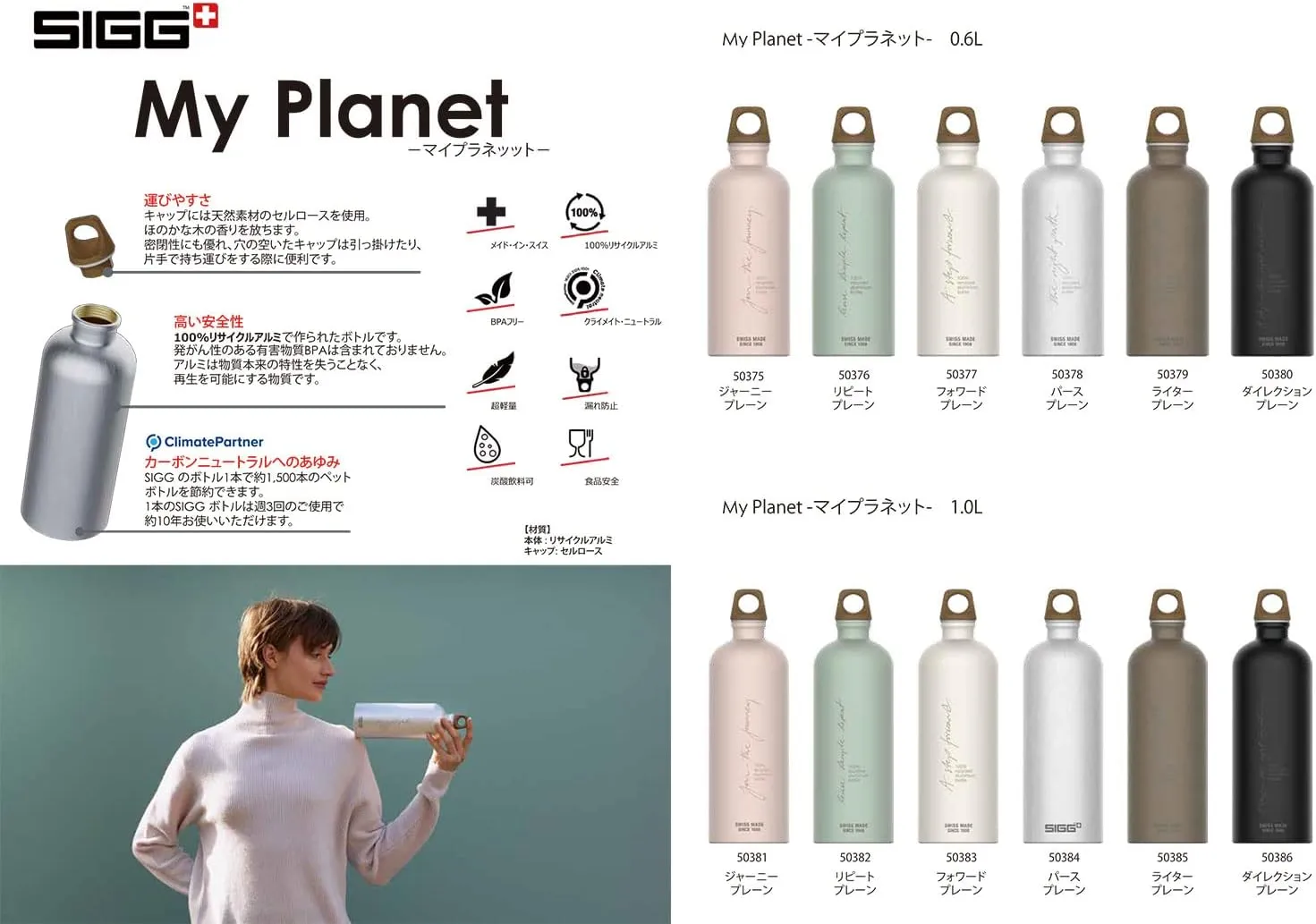 SIGG 50378 Outdoor Water Bottle, Swiss Aluminum Bottle, My Planet, 0.6L, Purplane