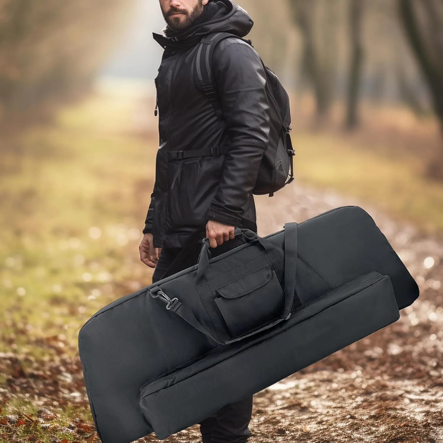 Silfrae Compound Bow Case Soft Bow Case Compound Bow Carry Bag with Arrow Pocket