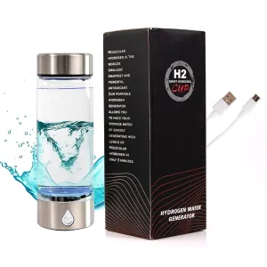 Silver Hydrogen Water Bottle: A Portable Hydrogen Water Bottle Enhancing Alkaline Water Quality in 3 Minutes. Ideal Water Ionizer, for Office, Travel, Gym, and Daily Hydration.