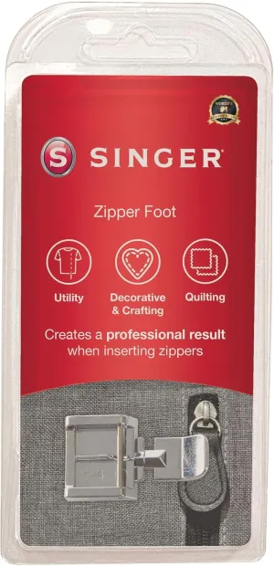 Singer Zipper & Piping Presser Foot – Compatible with Various Sewing Machine Models, Perfect for Inserting Zippers, Piping, and Sewing Close to Zipper Teeth for Professional Results