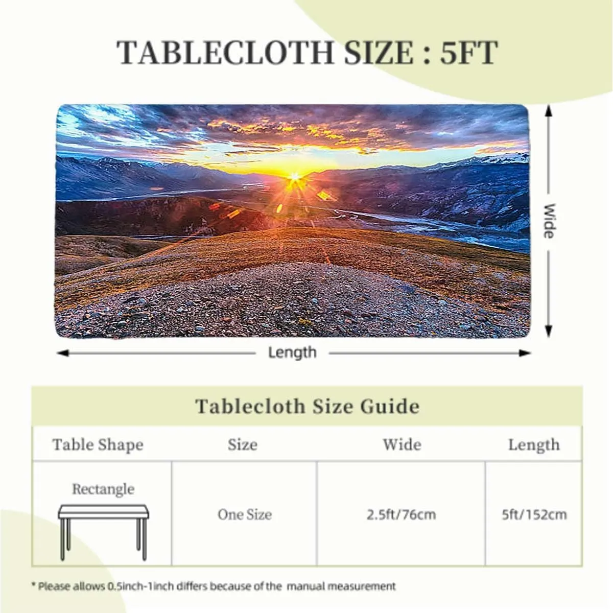 Slate Blue Orange Rectangle Table Cloth Cover, Mountain Range with Creek Art Folding Table Cover Rectangle Polyester ?Tablecloth for Picnic Party Aerial View Fits up 5 Foot Tables
