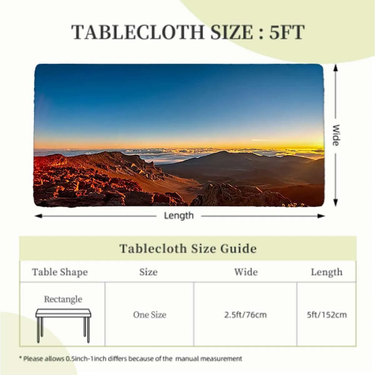 Slate Blue Orange Rectangle Table Cloth Cover, Mountain Range with Creek Art Rectangular Fitted Picnic Folding Table Cover Outdoor tablecloths Aerial View Fits up 5 Foot Tables