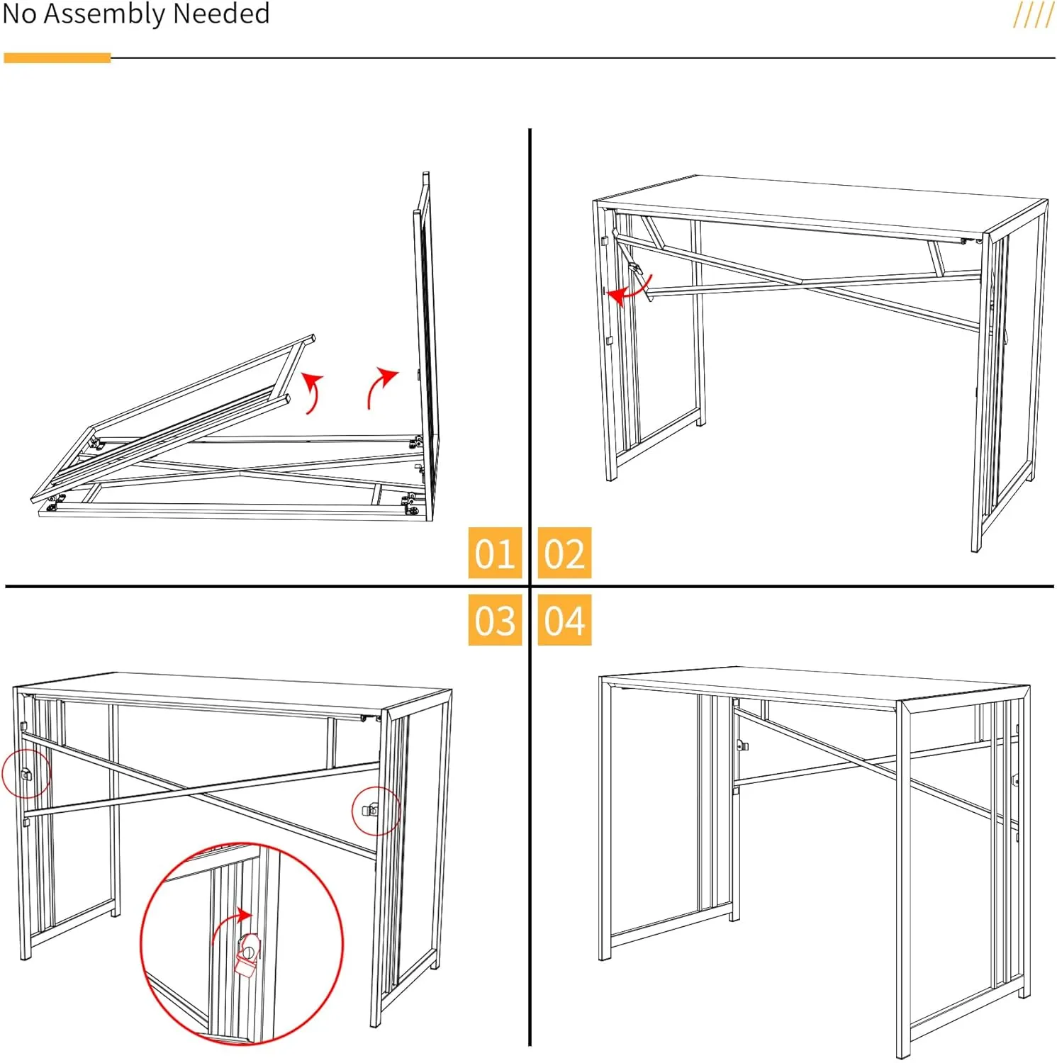 Small Folding Desk 32 inch, No Assembly Required Small Office Desk, Writing Gaming Computer Camping Desk, Beige
