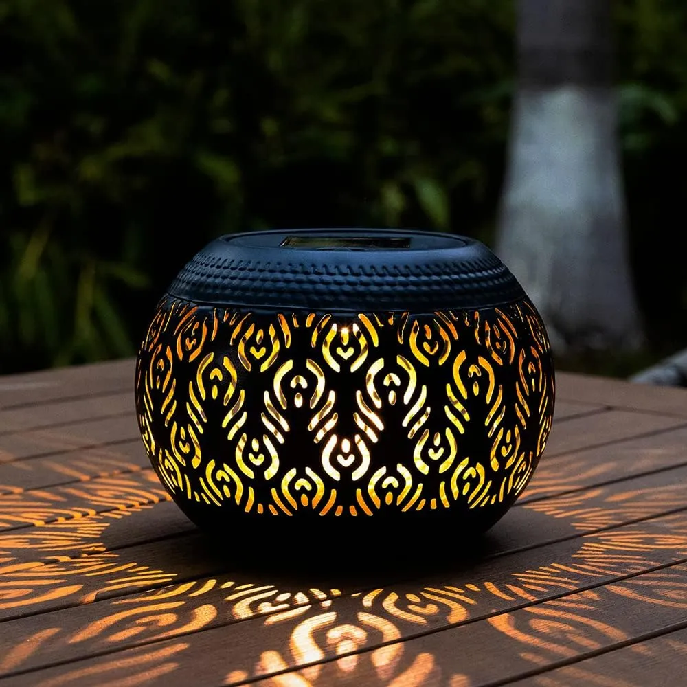Solar Lanterns Waterproof Outdoor Decor: 2 Pack Hollow Out Retro Metal Solar Lights, Unique Gardening Gifts for Women Mom, Outside Garden Yard Porch Lawn Indoor Tabletop Decorations