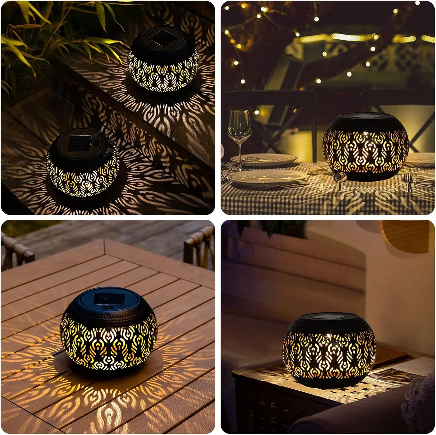 Solar Lanterns Waterproof Outdoor Decor: 2 Pack Hollow Out Retro Metal Solar Lights, Unique Gardening Gifts for Women Mom, Outside Garden Yard Porch Lawn Indoor Tabletop Decorations