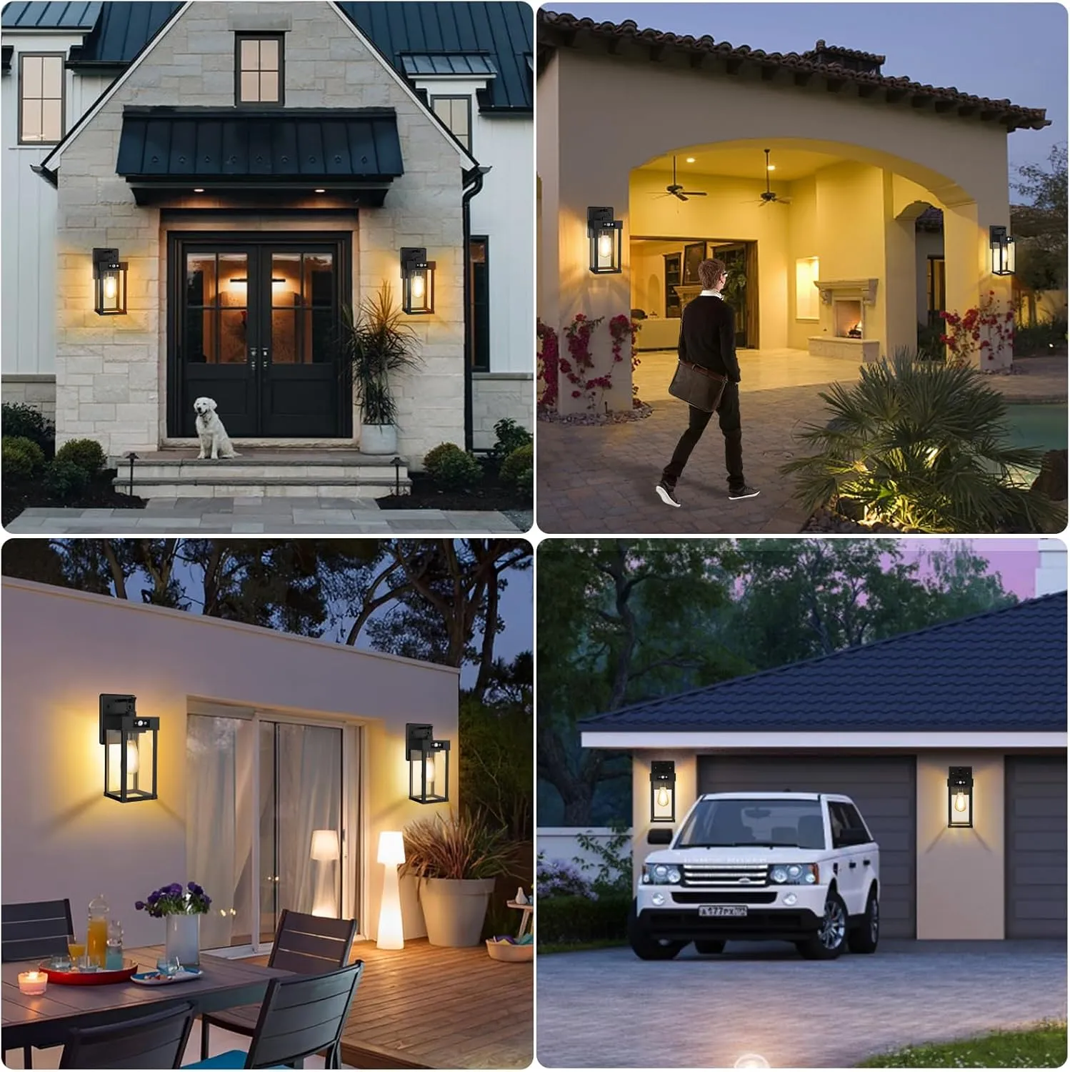 Solar Sconce Lights Outdoor with Motion Sensor & 3 Lighting Modes, Solar Wall Lights Outdoor Waterproof with Clear Panel, Wall Sconce Light Fixture for Garage Porch Yard
