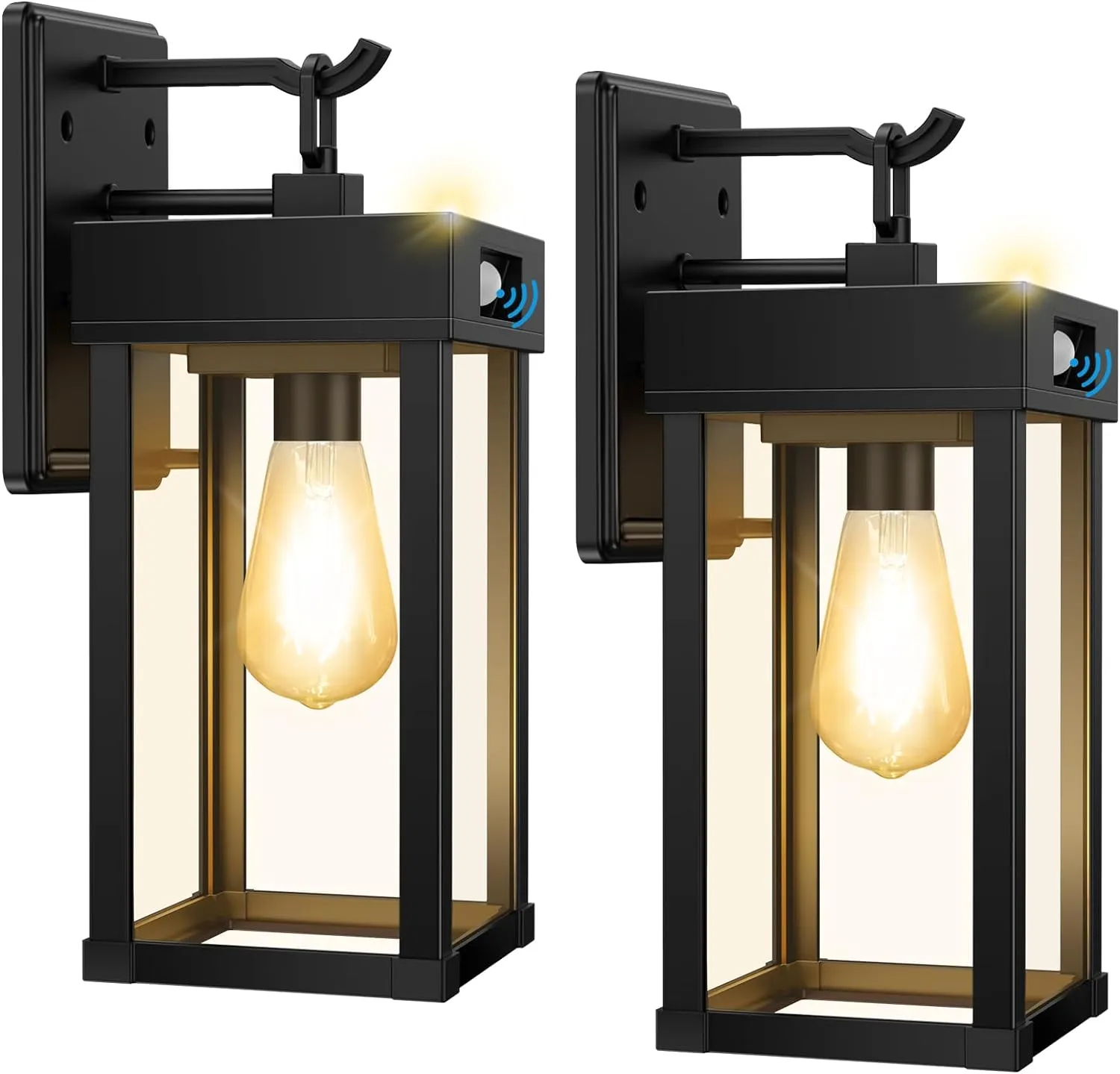 Solar Sconce Lights Outdoor with Motion Sensor & 3 Lighting Modes, Solar Wall Lights Outdoor Waterproof with Clear Panel, Wall Sconce Light Fixture for Garage Porch Yard