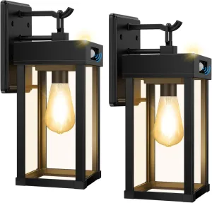 Solar Sconce Lights Outdoor with Motion Sensor & 3 Lighting Modes, Solar Wall Lights Outdoor Waterproof with Clear Panel, Wall Sconce Light Fixture for Garage Porch Yard