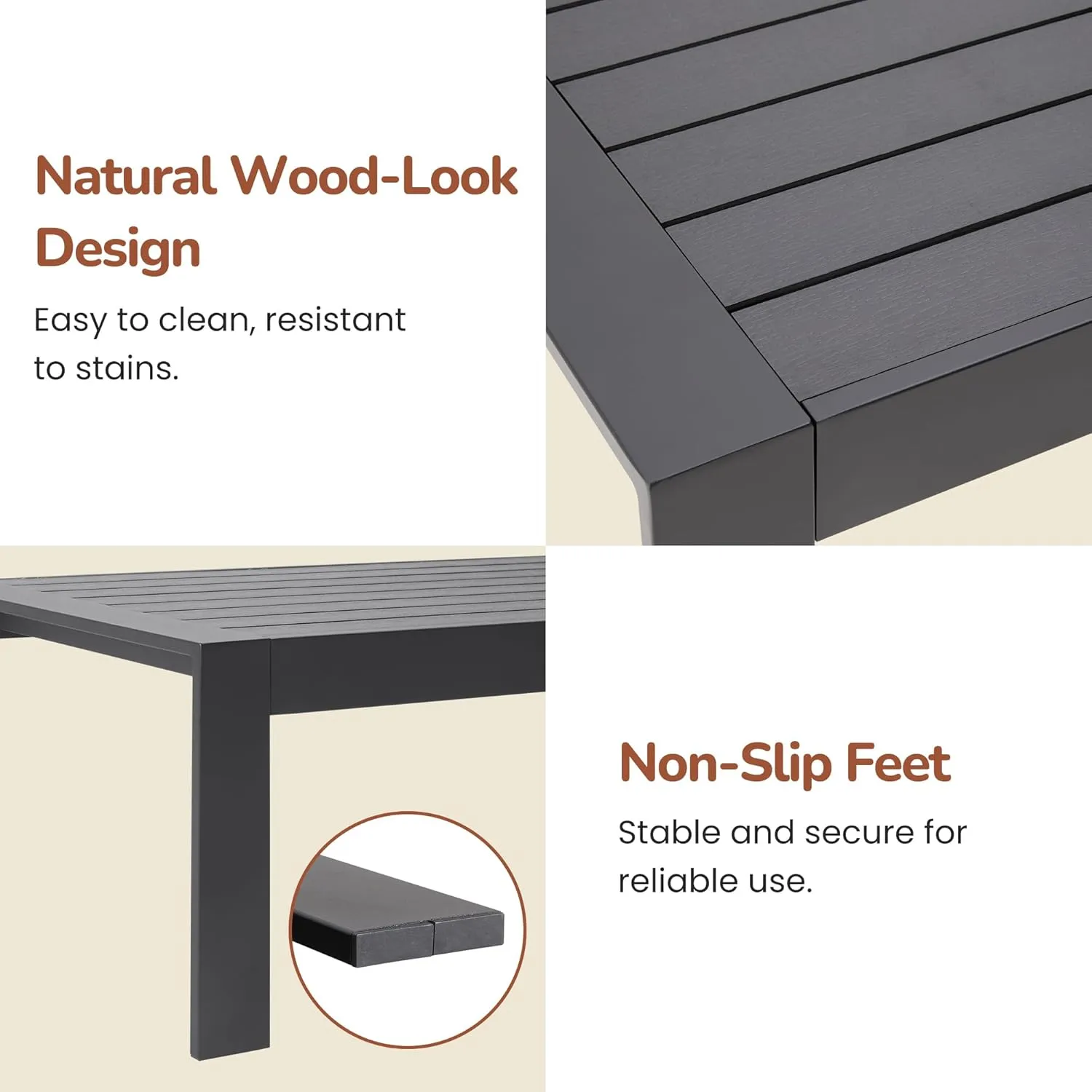 Solaste Aluminum Patio Furniture Set,7 Seats Modern Outdoor Conversation Set Metal Patio Furniture Set Sectional Sofa with Upgrade Cushion and Coffee Table,Dark Grey