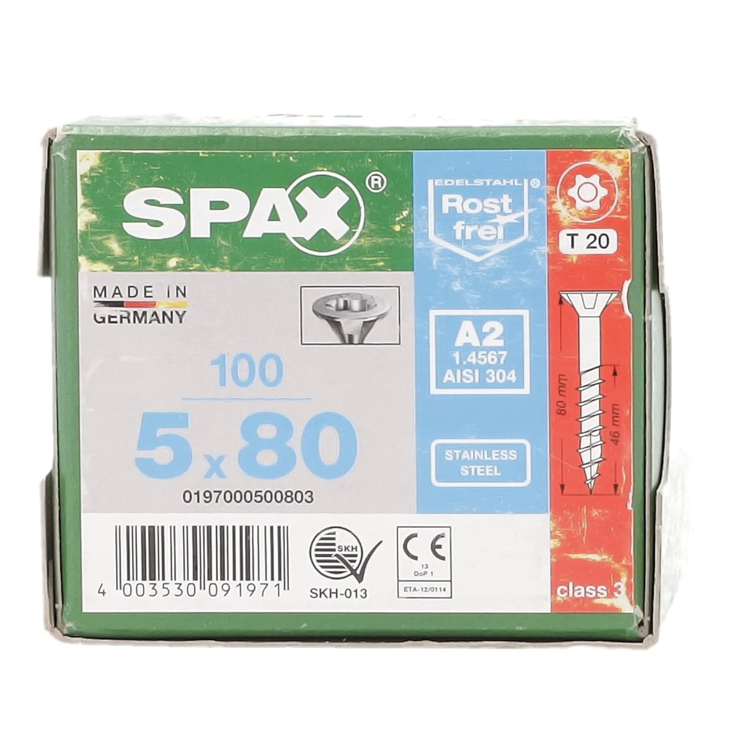 Spax T-Star Plus – All-Purpose Screw, Countersunk Head, T, 4Cut, Partial Thread, Stainless Steel A2, 1.4567 – 0197000350303, 0197000500803