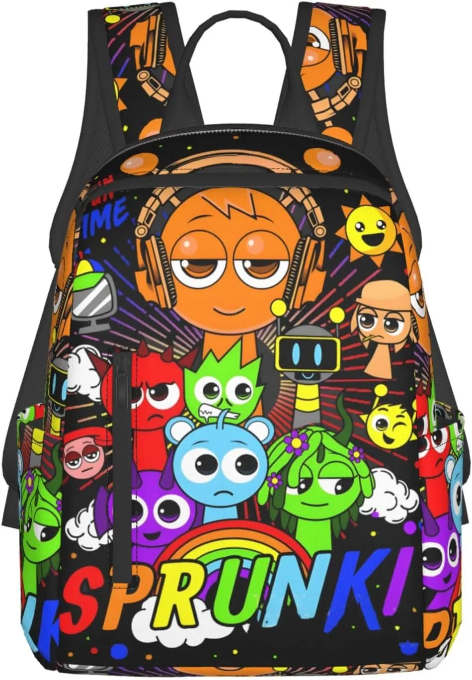 Sprunki Backpack Cute Cartoon Print Multi-Purpose Backpack
