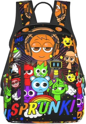 Sprunki Backpack Cute Cartoon Print Multi-Purpose Backpack