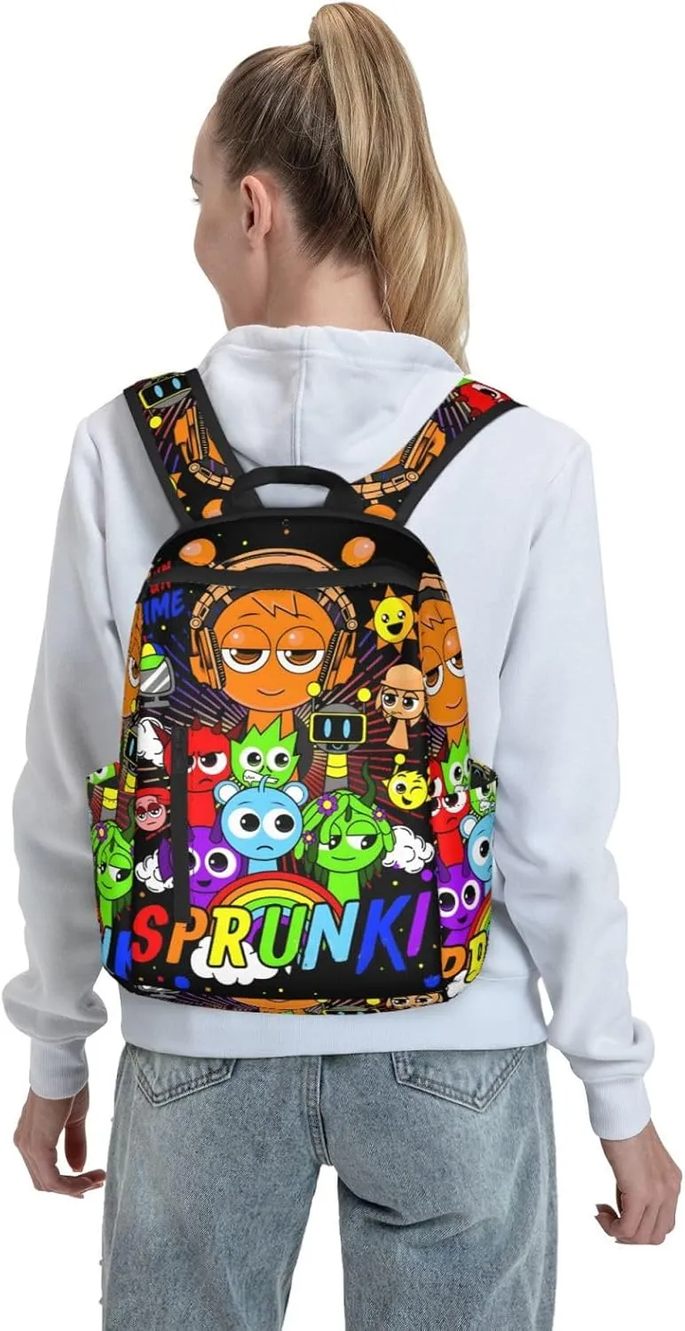 Sprunki Backpack Cute Cartoon Print Multi-Purpose Backpack