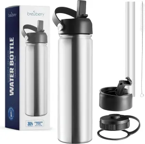 Stainless Steel Insulated Water Bottle and Travel Mug for Hot and Cold Beverages, Wide Mouth, Double Wall Insulated Hydration Sports Water Bottle for Hiking, Biking, Outdoor, 22 OZ BPA Free