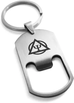 Stainless Steel Psion Emblem Bottle Opener Dog Tag Keychain Keyring