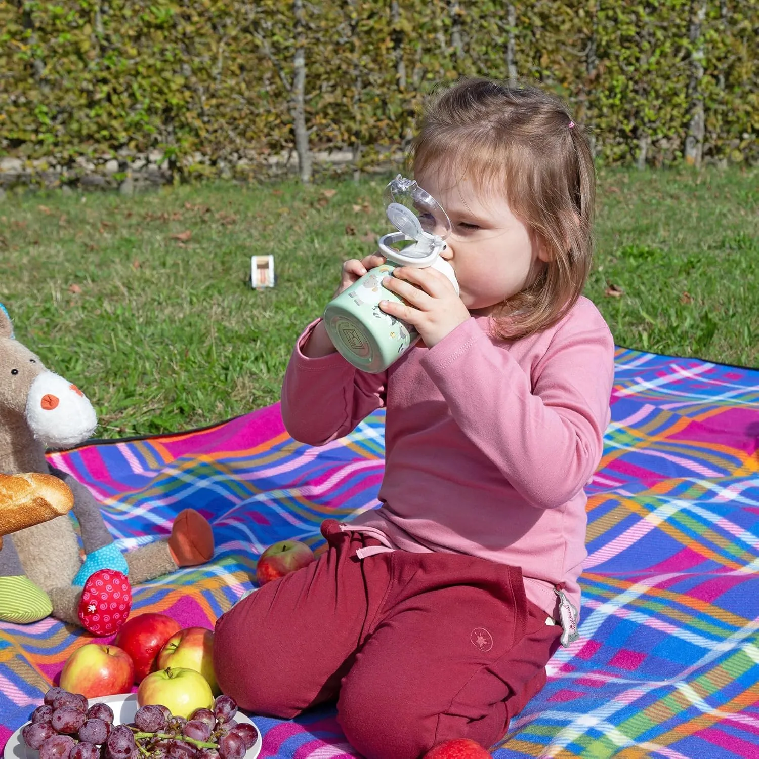 Stainless Steel Water Bottle, 400 ml, Children's Farm Motif