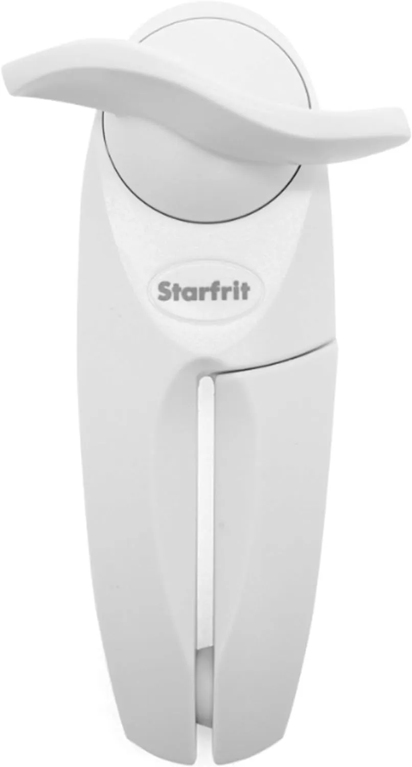 Starfrit Little Beaver Can Opener - Safe - Holds and Leaves No Sharp Edges on Lid - Comfort Grip - 3 year warranty - White