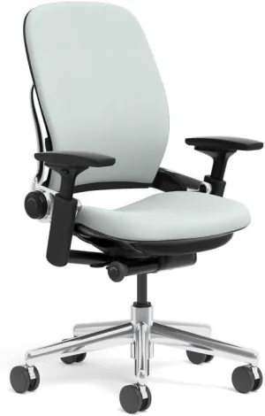 Steelcase Leap Task Chair: Polished Aluminum Base - 4D Adjustable Arms - No Headrest - Standard Carpet Casters