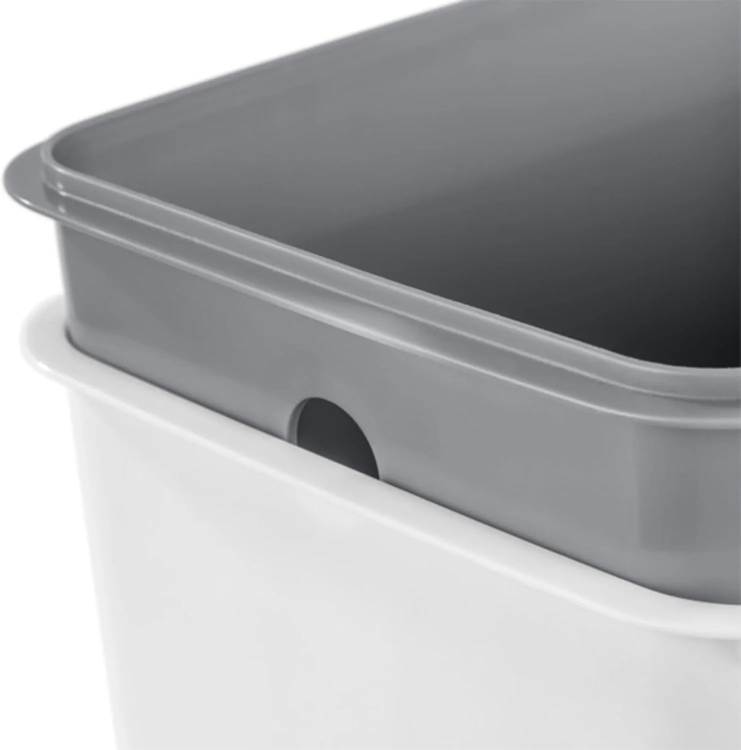 Sterilite 2.7 Gallon Rectangular StepOn Wastebasket, Small, White lid and base with Titanium pedal and Liner