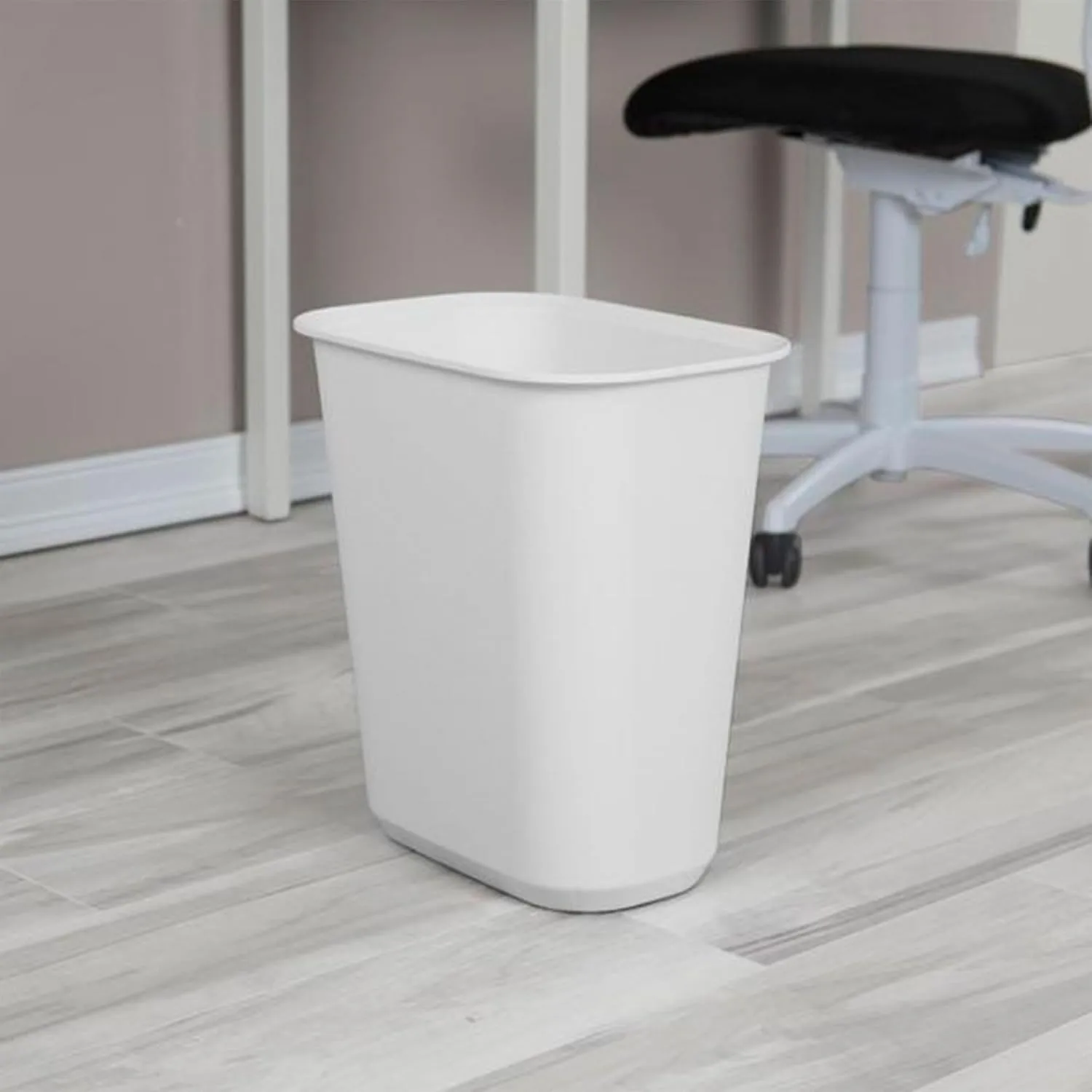 Sterilite 5.5 Gallon Rectangular Wastebasket Easy to Clean Open Top Durable Home Kitchen Trash Bin, Fits 8 Gallon Liner, 6 Pack, White