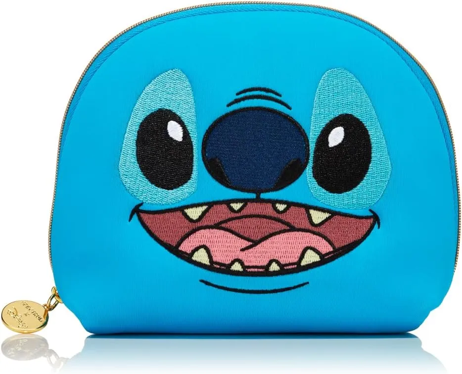 Stitch Make Up Bag, Official Disney Stitch Make Up Bag, Scuba Material Cosmetic Bag, Blue, Rectangular Bag, Waterproof, Easy to Clean, Makeup, Travel