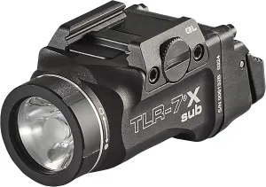 Streamlight 69405 TLR-7 X sub USB 500-Lumen 5000-Candela Weapon Light Designed Exclusively and Solely for Railed Glock 43X/48 MOS/43X/48 Rail Handguns with Mounting Kit, Key, and Multi-Tool, Black