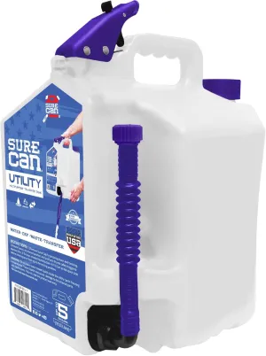 Surecan Transfer Tank & Water Dispenser - Multi-Purpose, Durable, and Compact 5 Gallon Water Dispenser, Camping Utility Container (White, SUR-50-U-1)