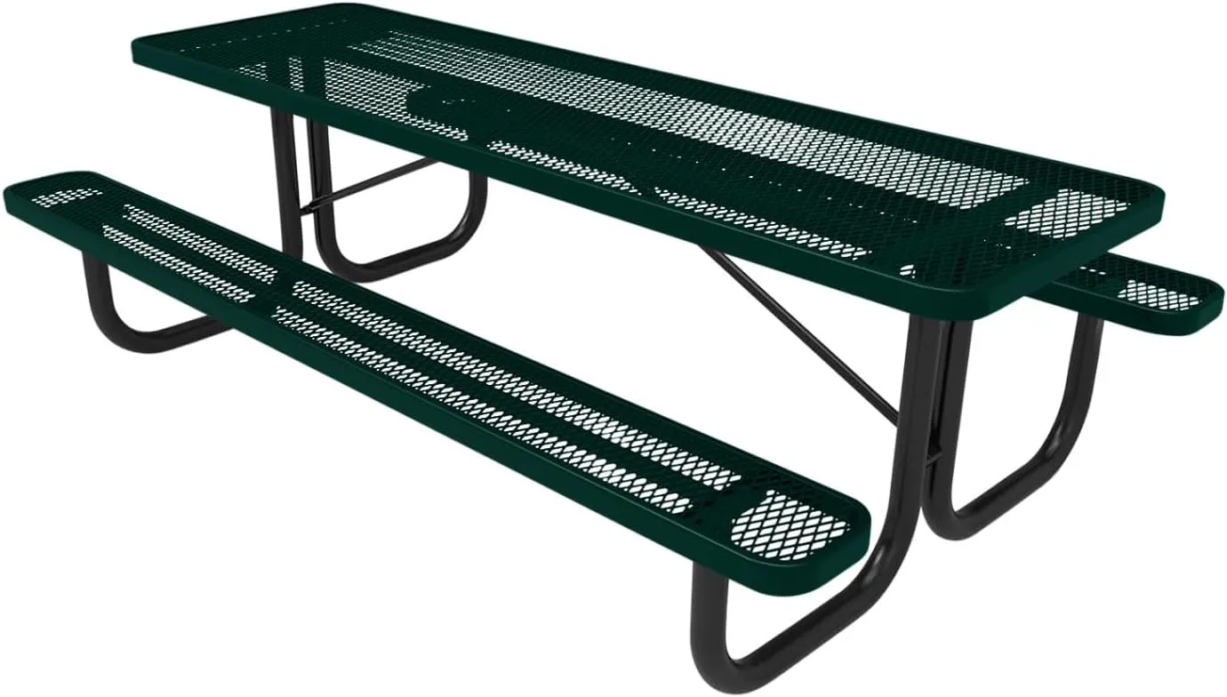 T8-DGRN Heavy Duty Rectangular Portable Picnic Table, 8 Ft, Dark Green, Made in America