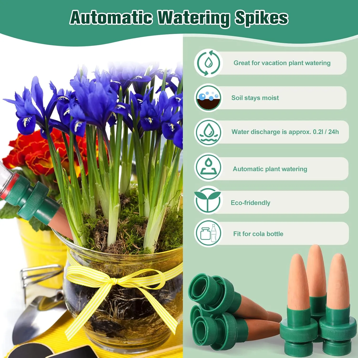 Terracotta Plant Watering Spikes Self to Use with Cola Bottles Houseplant Watering Stakes Automatic Irrigation System(Terracotta,15 Pack)