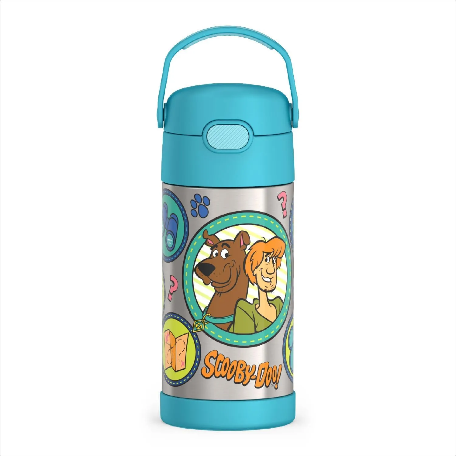 THERMOS FUNTAINER Water Bottle with Straw - 12 Ounce - Kids Stainless Steel Vacuum Insulated Water Bottle with Lid, Scooby-Doo
