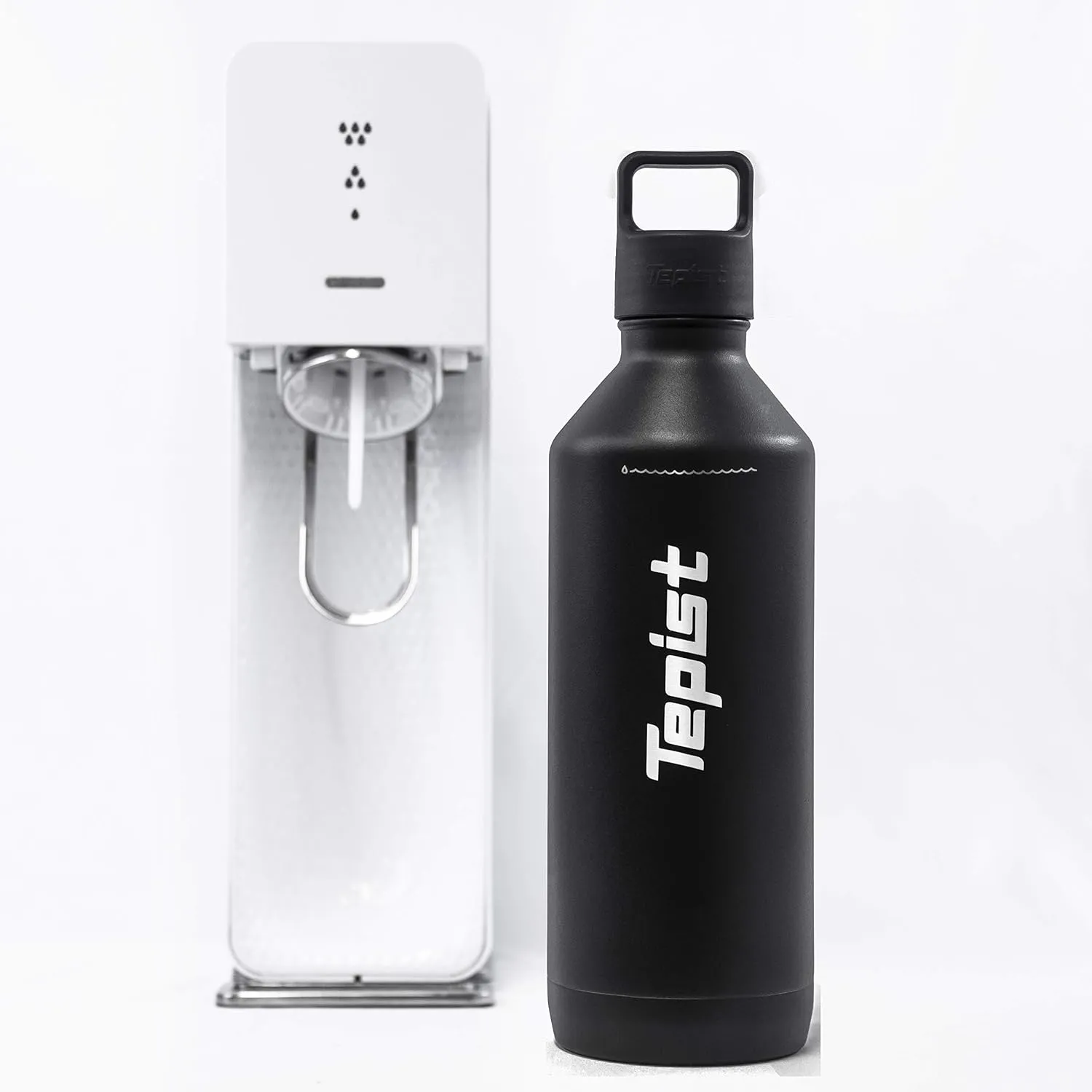 ThirtyO 30oz Stainless Steel Bottle Compatible with Sodastream Machines | Powder Coated Black | Vacuum Sealed | Double Walled | Leak-Proof | Easy to Carry | Reusable Bottle