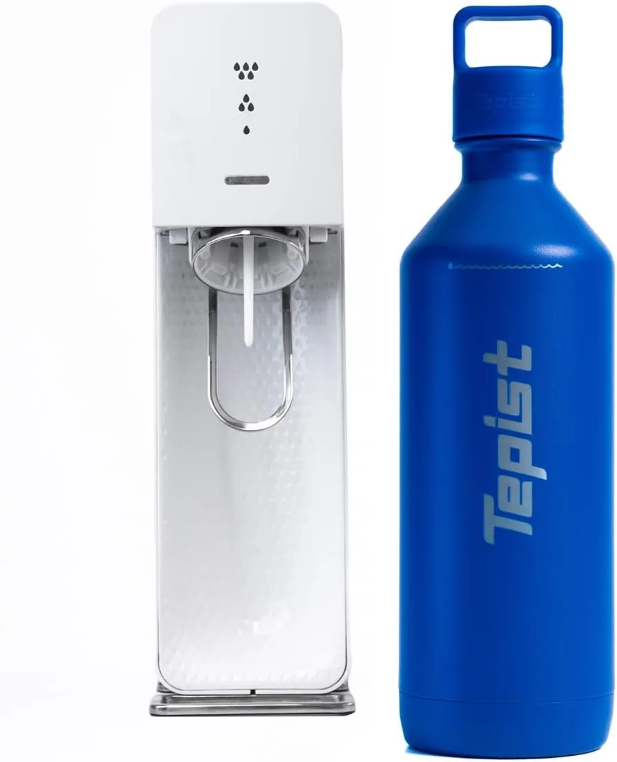 ThirtyO 30oz Stainless Steel Bottle Compatible with Sodastream Machines | Powder Coated Blue | Vacuum Sealed | Double Walled | Leak-Proof | Easy to Carry | Reusable Bottle