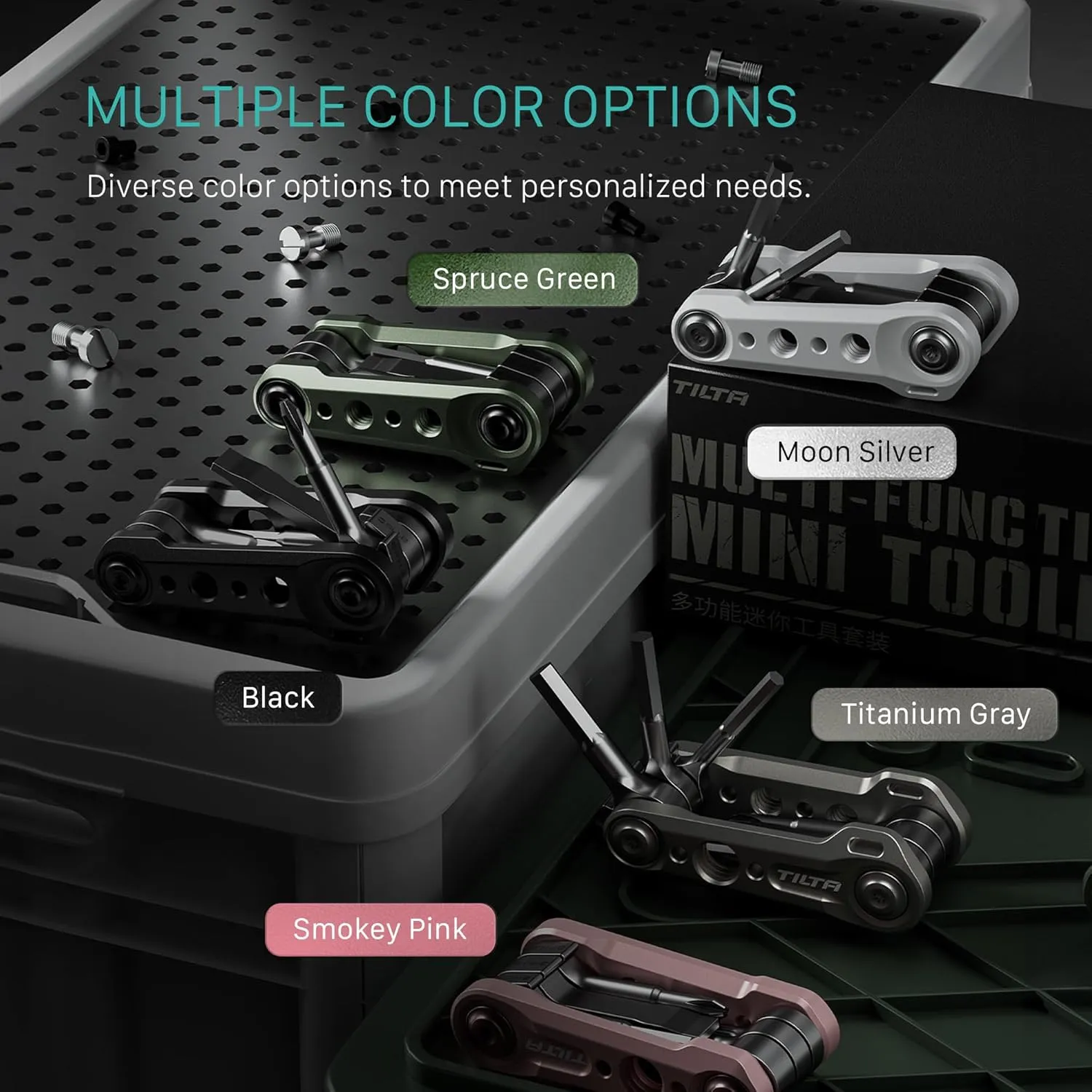 Tilta Multi-Functional Mini Tool Kit | Features Allen Keys and Screw Drivers | Compact & Lightweight | Compatible with Most Cages & Camera Systems (Titanium Grey) TA-MMT-TG