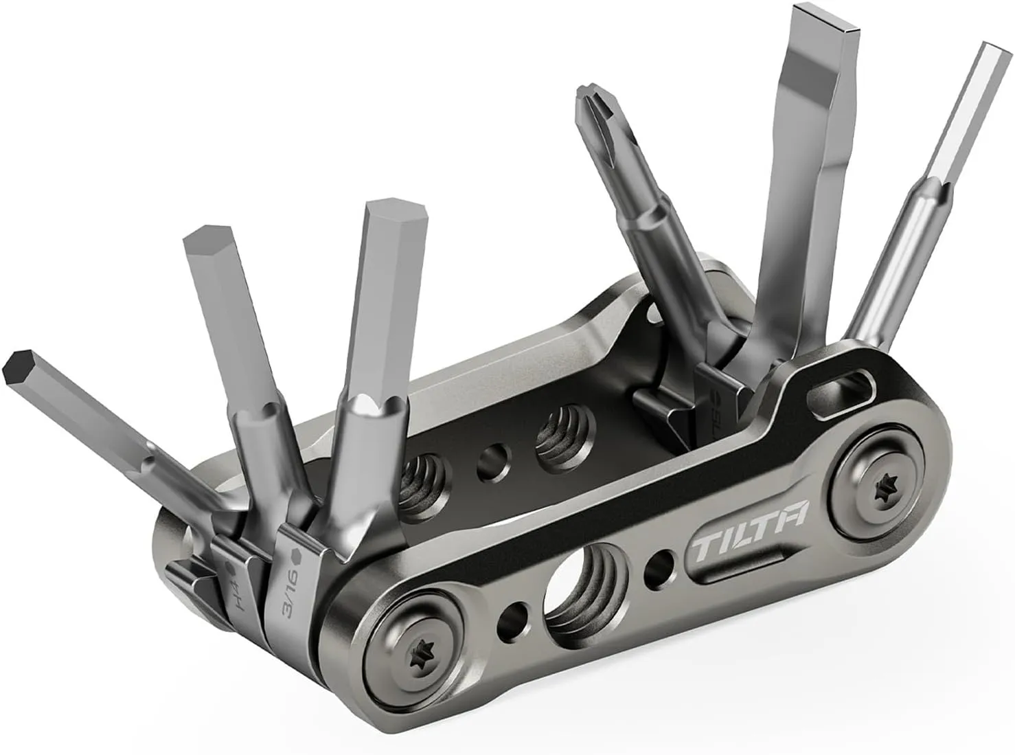Tilta Multi-Functional Mini Tool Kit | Features Allen Keys and Screw Drivers | Compact & Lightweight | Compatible with Most Cages & Camera Systems (Titanium Grey) TA-MMT-TG