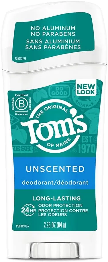 Tom's of Maine Long-Lasting Aluminum-Free Natural Deodorant for Women, Unscented, 2.25 oz.