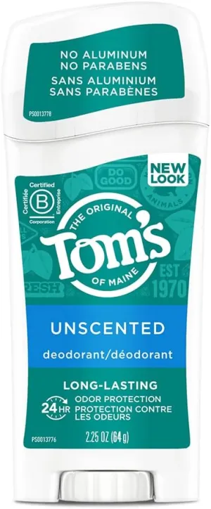 Tom's of Maine Long-Lasting Aluminum-Free Natural Deodorant for Women, Unscented, 2.25 oz.
