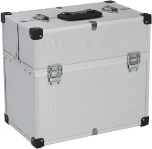 Tool Case with 6 Extendable Trays and Lockable Design, Convenient Carry Handle, Durable Aluminum Material, Silver Finish